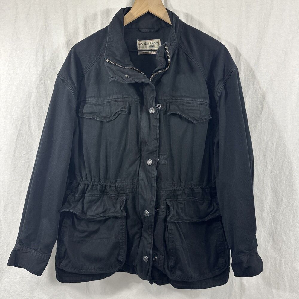 We The Free Ayra Black Utility Jacket Womens Sz M Cinched Waist Outdoor Skater